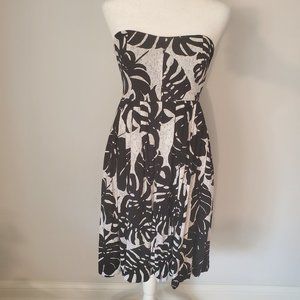 Rachel Roy Palm Leaf Strapless Empire Waist Dress